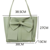 Lkblock PU Leather Women Tote Bags Large Capacity Fashion Bow Ladies Shoulder Bags Casual Chic All-Match Handbags