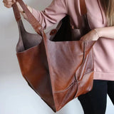 Lkblock Women Brand Designer MetalLook Luxury Pu Leather Shoulder Bags Casual Soft Large Capacity Tote Handbags Retro Big Shopper Purses