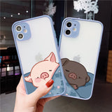 Lkblock Cute Pink Pig Cartoon Phone Case For iPhone 16 14 15 11 13 12 Pro Max Mini For iPhone X XS XR 7 8 Plus SE2 Soft back Covers