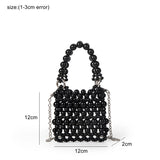 Lkblock Hollow Out Mini Purses for Ladies Original Handwoven Round Acrylic Beaded Long Metal Chain Purses Summer Evening Party Wallets