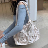 Lkblock Fashion Women Tote Leather Handbags Bags Multi Pockets Large Capacity Ladies Shoulder Bolso Mujer Trend Design Commute Female