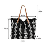 Lkblock New Tassel Cotton Linen Tote Bag Woven Commuter Shoulder Bag Large Capacity Handbag Casual Tassel Travel Shopping Bag Wholesale