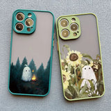 Lkblock Cute Ghost Phone Case For iPhone 16 15 14 Plus 13 12 11 Pro Max Mini XS X XR SE2020 7 8 Plus Shockproof Back Cover Fundas Capa