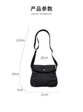 Lkblock Cotton Quilting Crossbody Bags for Women Fashion Designer Padded Shoulder Bag Mini Phone Flap Purses Down Filling Handbag Tote