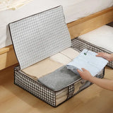 Lkblock 1pc Houndstooth Quilt Clothes Storage Bag Big Capacity Foldable Dustproof Toys Bags Moisture Dust Proof Proof Organizer