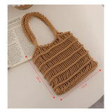 Lkblock Crochet Hand Knit Bag Macaron Cotton Rope Hollow Out Handbag Straw Bag Korea Beach Woven Fishnet Bag