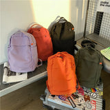 Lkblock New Women Backpack Canvas Rucksack Casual Solid Color Daypack Large Capacity School Bag for Unisex Book Bag