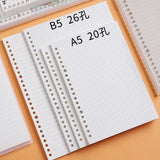 Lkblock A5 B5 20Holes Loose-Leaf Notebook Refill 60Sheet Spiral Binder Paper Index Inside Page Dot Grid Blank Connell Stationery