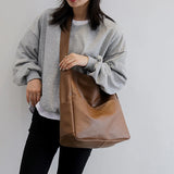 Lkblock Soft Leather Bucket Bags Women's Large Capacity New Texture Messenger Bag Female All-Match Shoulder Tote Bags