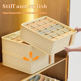 Lkblock 1pc Khaki/Wine Red Non Woven Multi Grid Underwear Sock Storage Box Household Wardrobe Organization and Storage