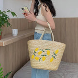 Lkblock Handmade Straw Women Handbags Summer Tote Large Capacity Embroidery Vacation Beach Bag Female Shoulder Bag Bolsa Feminina