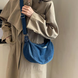 Lkblock Women Denim Shoulder Bag Large Capacity Strap Adjustable Crossbody Bag Vintage Messenger Hobo Bags Casual Handbags 2024 New