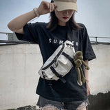 Lkblock Harajuku Dark Work Clothes Versatile Chest Bag South Korea Ulzzang Riding Diagonal Straddle Function Bag Neutral Waist Bag