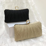 Lkblock Women Luxury Clutch Shoulder Bag Purse for Party Wedding Prom Birthday Long Square Gold Evening Bags Pleated Elegant Handbag New