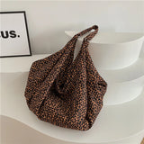 Lkblock Large Capacity Fabric Shoulder Bags For Women Big Leopard Packages Fashion Korea Style Cloth Casual Totes Pastoral Handbags