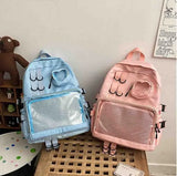 Lkblock 2024 Korean Kawaii Collage Style School Bag For Teenage Girl Itabag Backpack Transparent Love Heart JK Backpack Women Laptop Bag