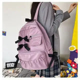 Lkblock Japanese Cute Bow Backpacks High Capacity Trendy Backpacks for Students Korean Ins Casual Versatile Commuting Traveling Bag Y2k