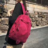 Lkblock New Casual Canvas Backpack For Women Solid Color Large Capacity Student college Backpack Korean Version Girl Travel School Bags