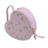 Lkblock Pink Aesthetic Lace Flower Embroidered Heart-shaped Handbag with zipper closure and chain bag