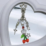 Lkblock Cherry Pendant Fashionable Strawberry Keys Holder Keychains Keyring Ornaments Backpack Pendant for Keys Bag