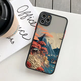 Lkblock Printing Landscape phone case For iPhone 15 14 11 12 13 Pro Max Mini XS X XR 7 8 Plus SE2 Creative Mountains Shockproof Cover