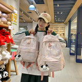 Lkblock Middle School Students Nylon Shoulders Backpack Large Capacity Schoolbag Teen Girls Sweet Cute Backpacks Outdoor Travel Backpack