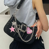 Lkblock Y2K Cross Decor Underarm Bag: Stylish Chain Shoulder Bag for Modern Women, Fashionable Pink Handbags and Purses