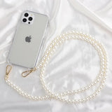 Lkblock DIY Luxury Pearl Chain Crossbody Strap Shockproof Acrylic Lanyard Phone Case for iPhone 14 13 12 PRO 15 Pro Max X XS 12 MINI