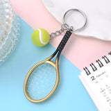 Lkblock Funny Tennis Ball Mini Keychain for Women Men Racket Key Chain Accessories Bag Pendant KeyrinSouvenir Gifts for Sports Lovers