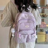 Lkblock Japanese Leisure Ins Literary School Small Fresh Plaid Backpack Female Korean Junior High School Students Backpack