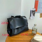 Lkblock Ladies Simple Retro Messenger Bags Autumn Winter PU Texture Large Capacity Shoulder Bag Korean All-Match Handbags