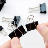 Lkblock 10pcs/set Black Binder Clips Foldback Metal Paper Clips Notes Letter Paper Document Grip Clamps Office School Binding Supplies