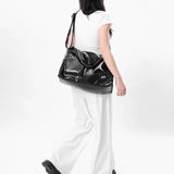 Lkblock - Silver Y2k Tote Bags for Women Aesthetic Luxury Designer Large Capacity Shoulder Bag Commuter Pu Leather Shopper Handbag