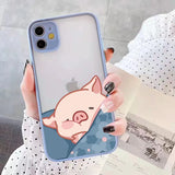 Lkblock Cute Pink Pig Cartoon Phone Case For iPhone 16 14 15 11 13 12 Pro Max Mini For iPhone X XS XR 7 8 Plus SE2 Soft back Covers