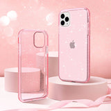 Lkblock New Bling Sparkle Soft Clear TPU Phone Case For iPhone 15 14 13 12 11 Pro Max Plus X XS Max XR Girls Pink Slim Thin Bumper Cover