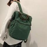 Lkblock Solid Canvas Women Backpack Double Handle Leisure Female College Student Backpack Unisex Laptop Bag Girl Travel School Bag