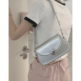 Lkblock Y2K Silver Shouder  Bags for Women Fashion Luxury Brand Designer Handbags Love Buckle The Tote Small Purse Underarm Bag