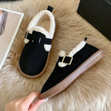 Lkblock Autumn Winter Women Shoes Casual Flat Shoes Women Moccasins Soft Loafers Fashion Comfort Warm Plush Slip on Female Cotton Shoes