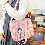 Lkblock Lovely JK Uniform Bag Girls High School Student Tote Bag New PU Shoulder Bag Itabag Women Crossbody Bags Handbags and Purse