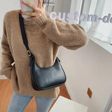 Lkblock PU Leather Half Moon Bags For Women Branded Luxury Fashion Shoulder Crossbody Handbag Autumn Winter Trend