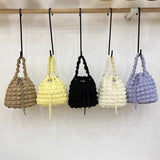 Lkblock Luxury Puffy Bucket Bag Plaids Quilted Purses and Handbags Designer Drawstring Shoulder Bag Padded Crossbody Bags for Women 2024