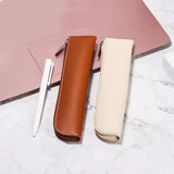 Lkblock Simple Zipper Pen Holder PU Leather Pencil Bag Fountain Pen Storage Pouch Portable Pen Sleeve Case School Office Supplies