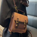 Lkblock Vintage Small Corduroy Woman Backpacks New Female Fashion Backpack Travel Shoulder Bag Mochilas Crossbody Bags for Teenage Girls