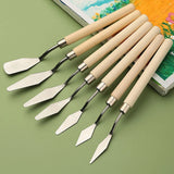 Lkblock 7Pcs/Set Stainless Steel Oil Painting Knives, Artist Crafts Spatula, Palette Knife, Mixing Knife, Scraper Art Tools