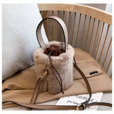 Lkblock Autumn Winter Furry Shoulder Bags Women Fluffy Crossbody Bag Faux Wool Tote Bag for Women Plush Handbag Clutch Top Handle Bag