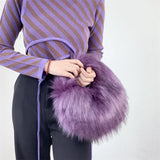 Lkblock Luxury Faux Fur Hobos Handbags Fluffy Plush Shoulder Bag for Women Winter Fashion Female Furry Underarm Bags Chain Crossbody Bag