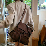 Lkblock Brown Ring Belt Brand Bag Casual Versatile Frosted Suede Belt Shoulder Large Capacity Underarm Bag Luxury New Tote Handbag