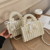 Lkblock Luxury Handmade Pearl Purses Ladies Wedding Bridal Party Beaded Evening Bag Magic Handbags Designer Crossbody Bag Women's Wallet