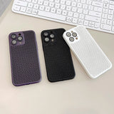 Lkblock Heat Dissipation Breathable Cooling Phone Case for IPhone 15 14 13 12 11 Pro Max 15 14 Plus Solid Color Hollow Shockproof Cover