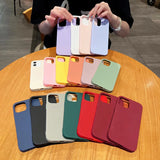 Lkblock Luxury Soft Phone Case for IPhone 11 12 14 13 Pro Max 13PRO 14PLUS 14promax Silicone Solid Color Matte Shockproof Cover Coque